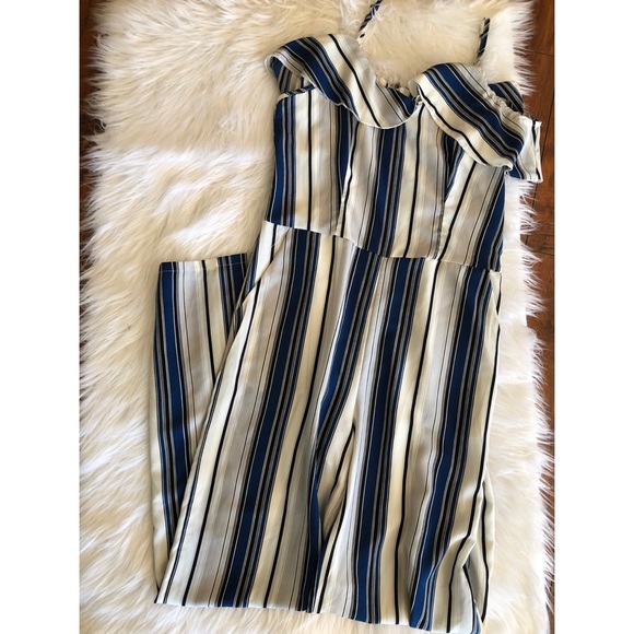 Striped flounce cami jumpsuit - Picture 3 of 5